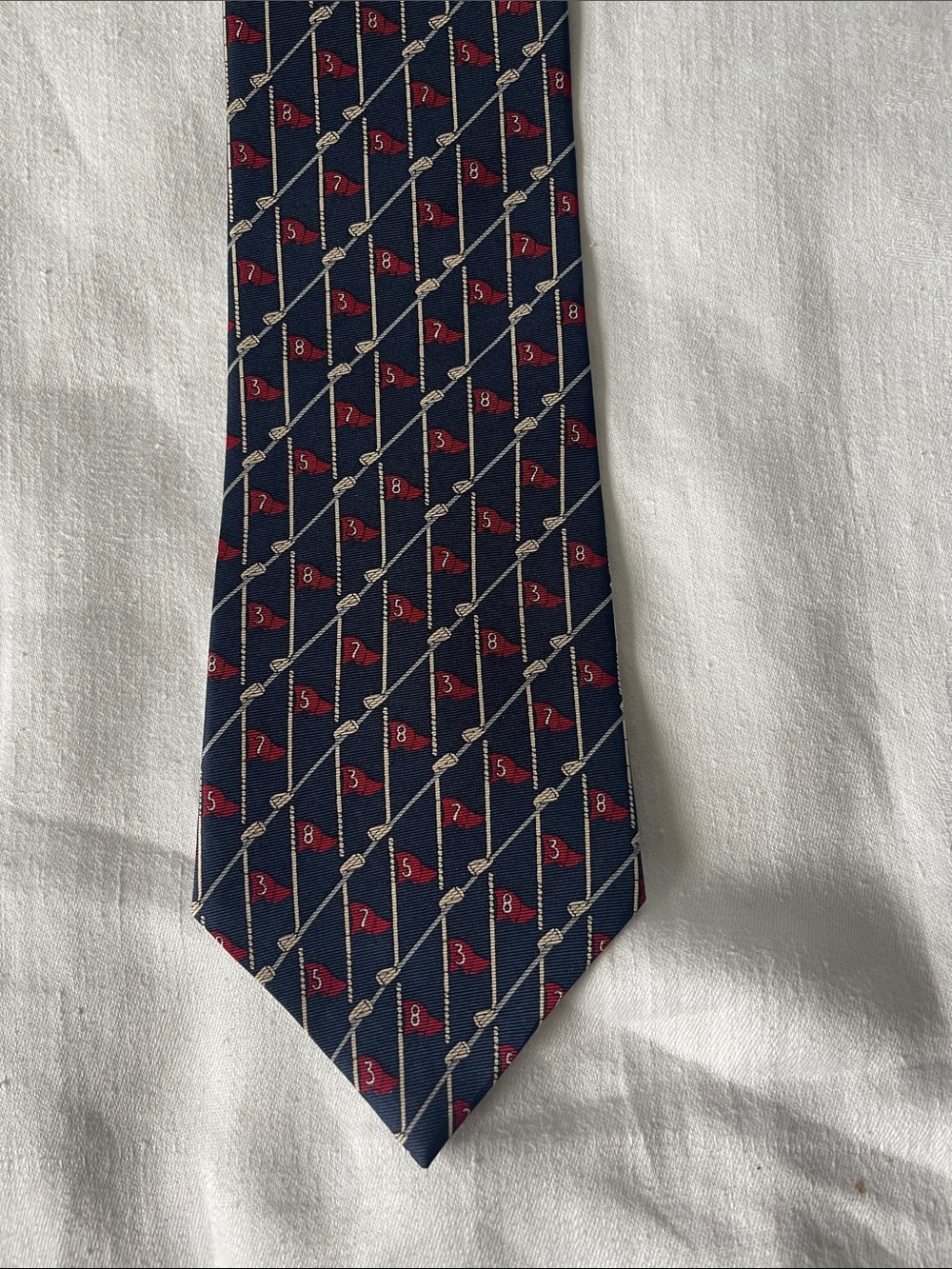 Classic Navy Patterned Men's Tie in Navy and Red